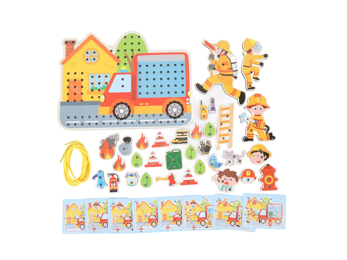 Primerox brinquedo Educativo de Fio de Madeira Cena de Fogo com Figuras para Crianças