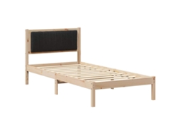 Estrutura de Cama com Cabeceira Estofada Preto 90x190 cm MAISON EXCLUSIVE