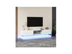 Suporte de TV LED Ehstmind branco brilhante com 2 gavetas, controle por aplicativo, design antiqueda, para TVs de 60 polegadas, 160 x 35 x 40,5 cm