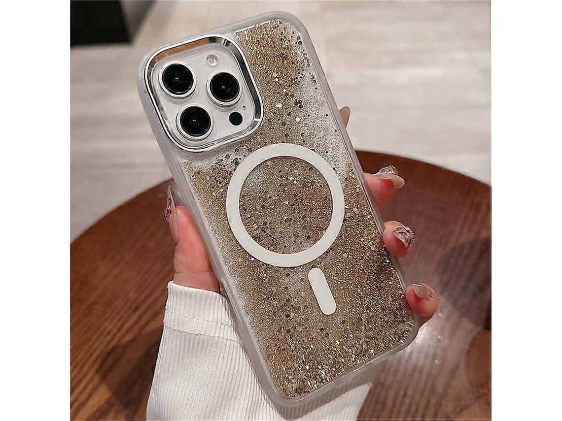 Capa Compatível Com Iphone 16 Pro Max Compatível Com Magsafe Glitter Quicksand Tpupc Phone Cover