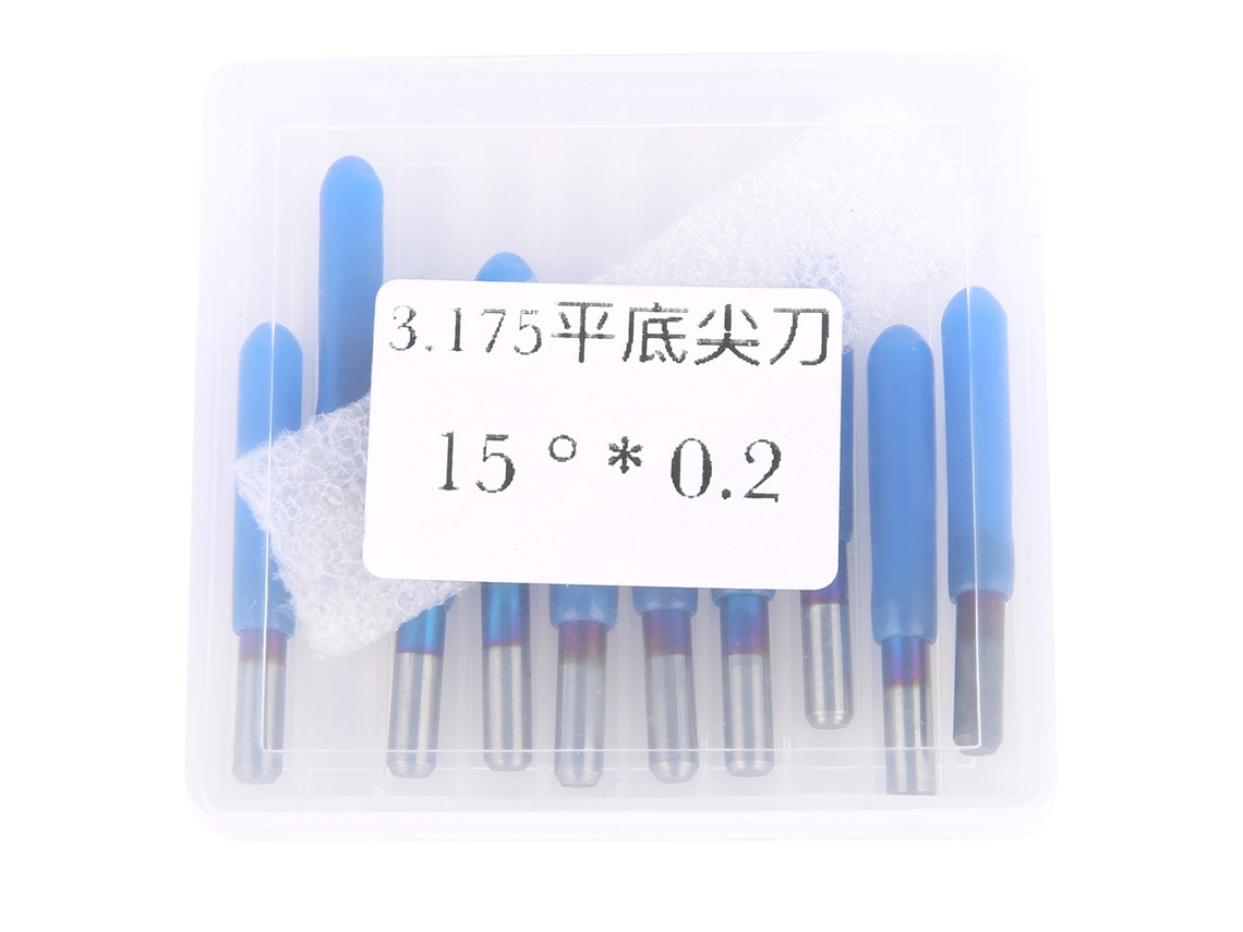 10pcs Ferramenta De Gravura Cnc De Aço Tungstênio Com Revestimento Azul 3.175 (15 ° * 0.2)