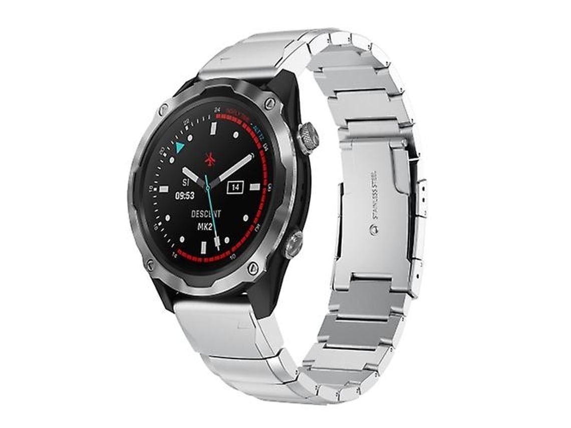 Pulseira De Relógio Lurelia Para Garmin Descent Mk 2 26 Mm Tartaruga Shell Aço Inoxidável Prata