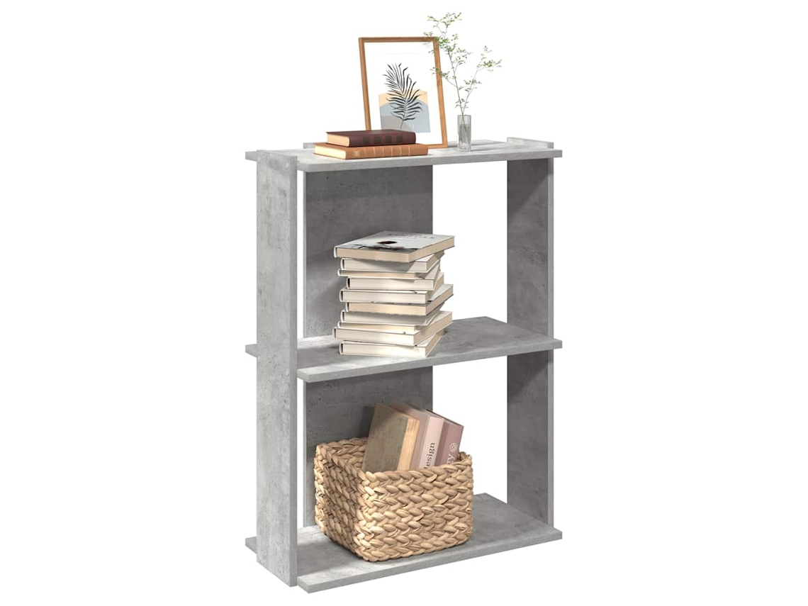 Vidaxl Estante 3 Camadas Betão 60x30x80 Cm Madeira Trabalhada Cinzento