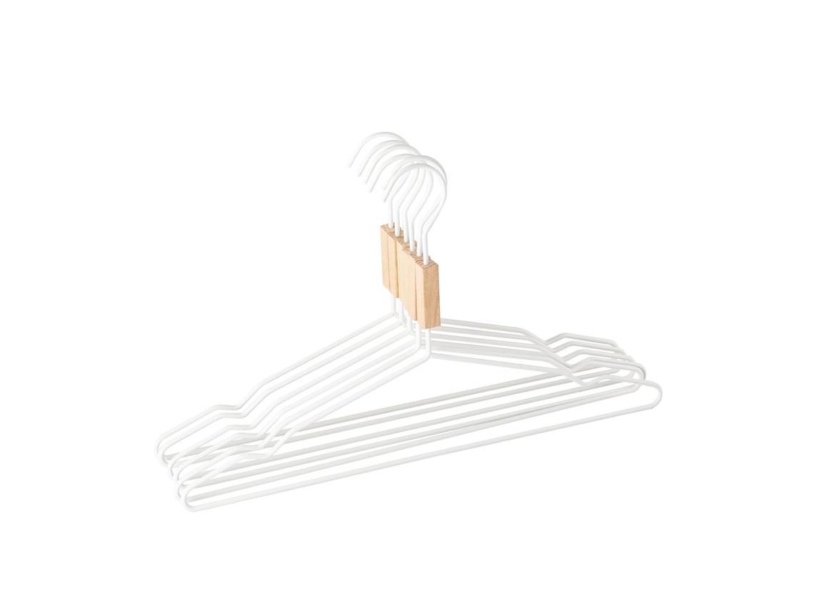 Sklum Pack De 6 Cabides Em Madeira E Aço Säly Madeira - Aço Branco