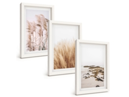 Galeria De Pinturas Na Parede Campos De Capim-dos-pampas E Praia Boho Moldura Branca Quadros Para O Escritório Espelharte (3 Peças 20x30 Cm)