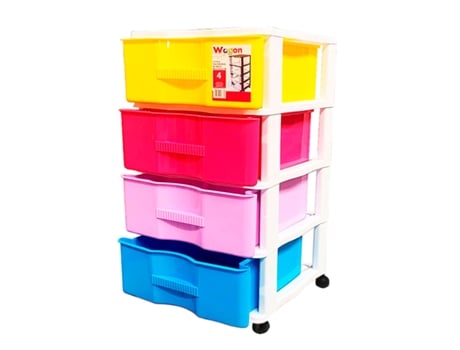 Cômoda Tipo Vagão Em Cores Sortidas 4 Gavetas Com Rodas 67,5 X 37 X 39,3 Cm Acan