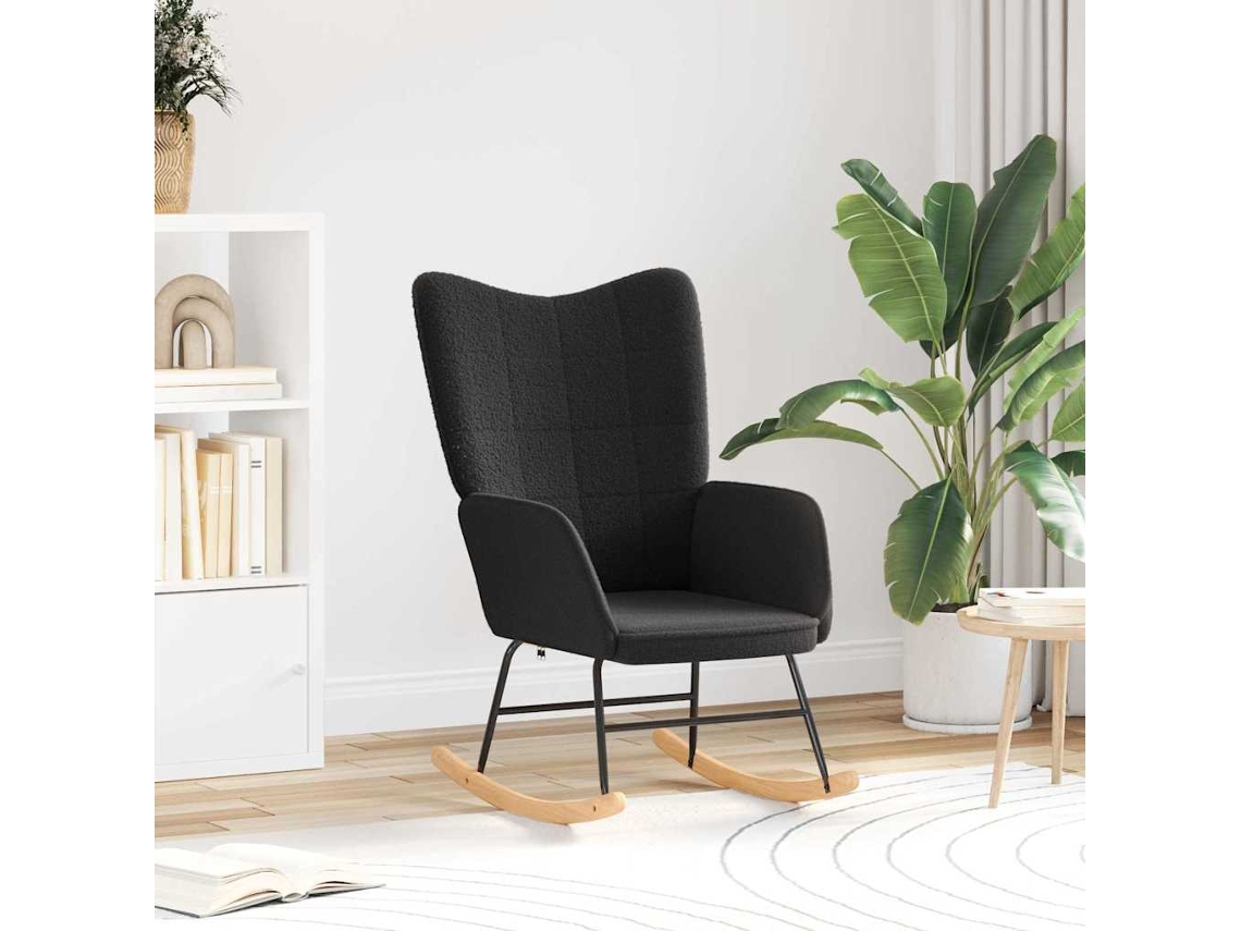 Vidaxl Cadeira De Baloiço Preto Tecido Sherpa