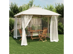 Vidaxl Gazebo C/ Teto Duplo/paredes De Malha 2,94x2,94 M Aço Creme