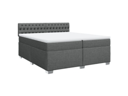 Cama com Molas/Colchão 200x200 Cm em Tecido Cinzento Escuro MAISON EXCLUSIVE