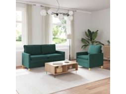 Vidaxl Conjunto De Sofás 2 Unid. Verde-escuro Tecido