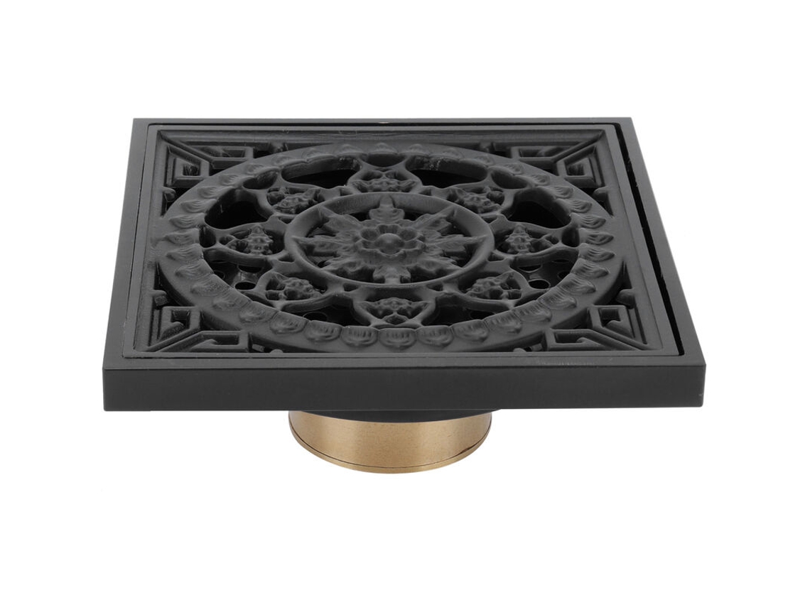 Ralo de Piso À Prova de Insetos e Resistente a Odores, em Cobre, para Uso em Cozinhas, Banheiros e Hotéis Residenciais. Cor Preta. AQUAFORGE