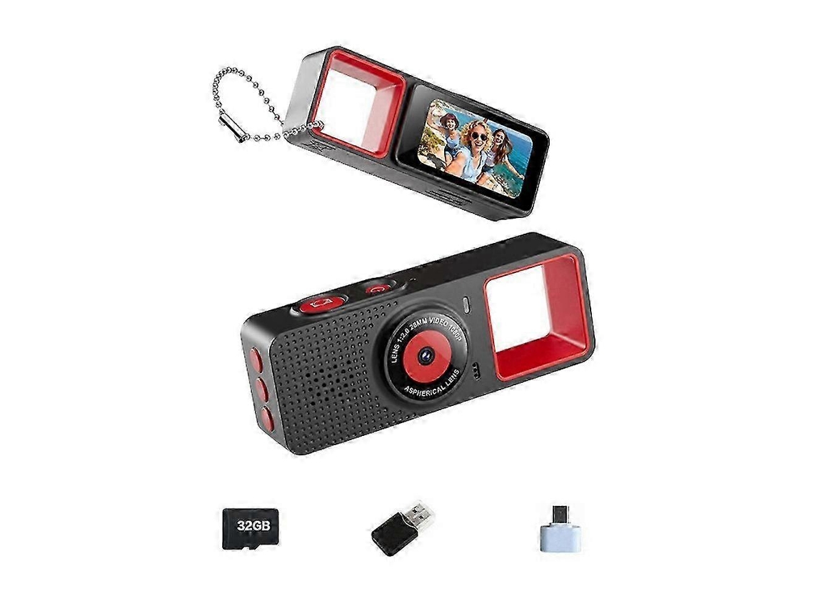 Mini Câmara Digital De Chaveiro Com Ecrã De 0,9 Polegadas E Gravação De Vídeo 1080, 32 Gb