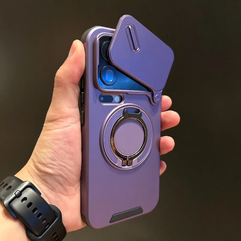 Capa Magnética Para Celular (roxa Rm Note 14 5g) Com Anel De Suporte Giratório
