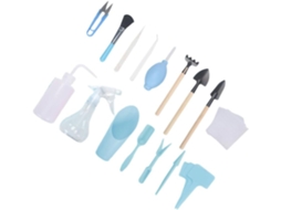 Kit De Jardinagem Com 16 Peças, Incluindo Pá, Tesoura De Poda E Pulverizador De Plantas.