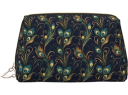 Necessaire elegante com estampa de penas, viagem feminina