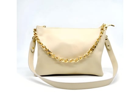Bolsa de Ombro Torino Couro Genuíno Bege 33X24X16 Cm SOTEIRA