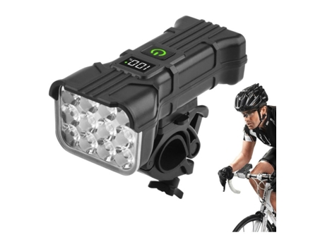 Luzes de bicicleta LED, holofote de 12 LEDs, luz de segurança do farol dianteiro à prova de água para bicicletas, função de banco de potência