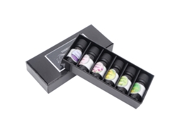 Conjunto de 6 óleos essenciais de aromaterapia solúveis em água de 10 ml para difusores e salas de massagem.