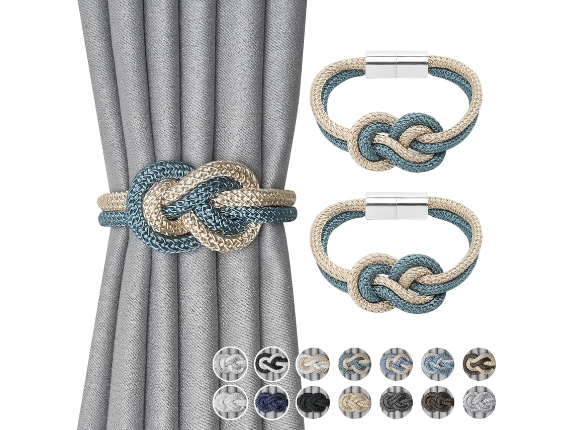 2un Alfinetes Magnéticos Para Cortina, Estilo Nórdico Simples, Tecidos À Mão, Elegantes, Verde Azulado Bege, Casa/escritório Igvtrade