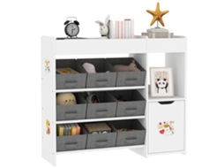 Organizador Infantil, 9 Cestos Removíveis, Construção Durável, Branco