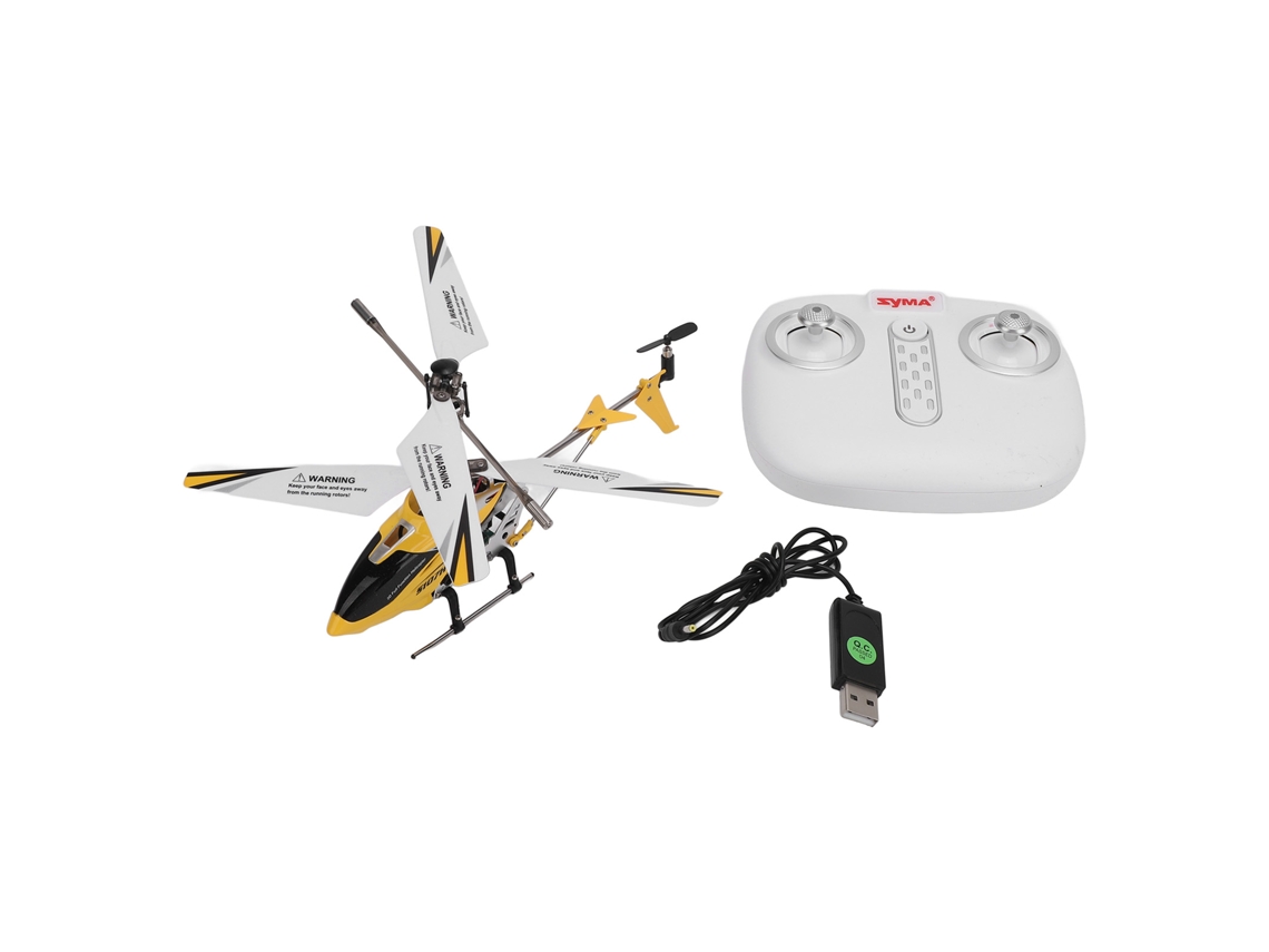 Helicóptero De Controle Remoto 3 Canais Com Giroscópio, Luzes Noturnas, Amarelo Para Mais De 8 Anos