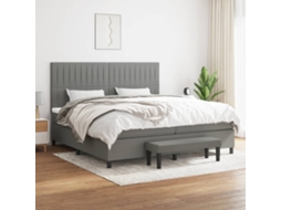 Vidaxl Cama Com Molas/colchão 200x200 Cm Tecido Cinzento-escuro