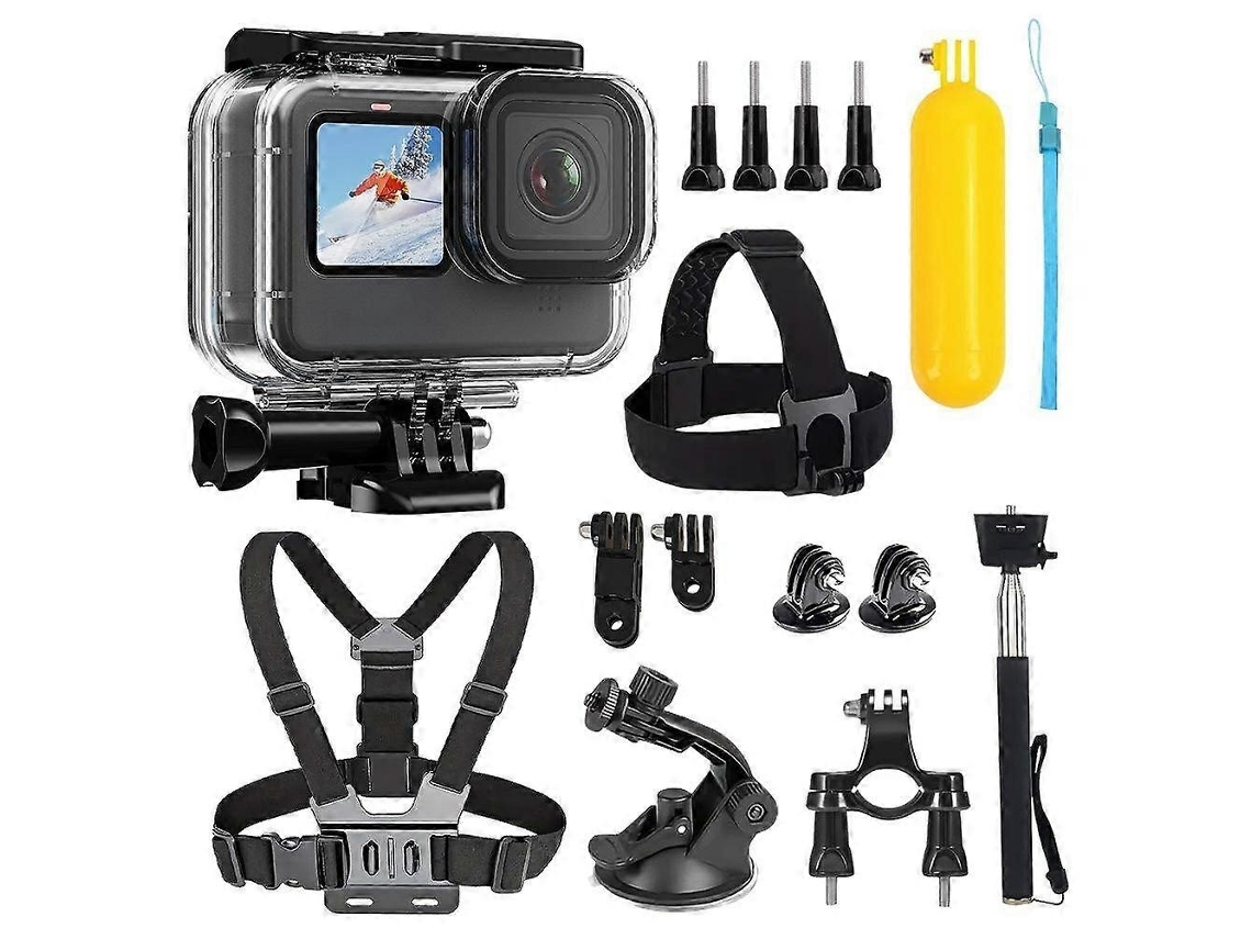 Kit De Acessórios 16 Em 1 Compatível Com Gopro Hero 13 Black/12/11/10/9: Caixa Estanque, Suporte Peito E Alça Cabeça.-aquaforge