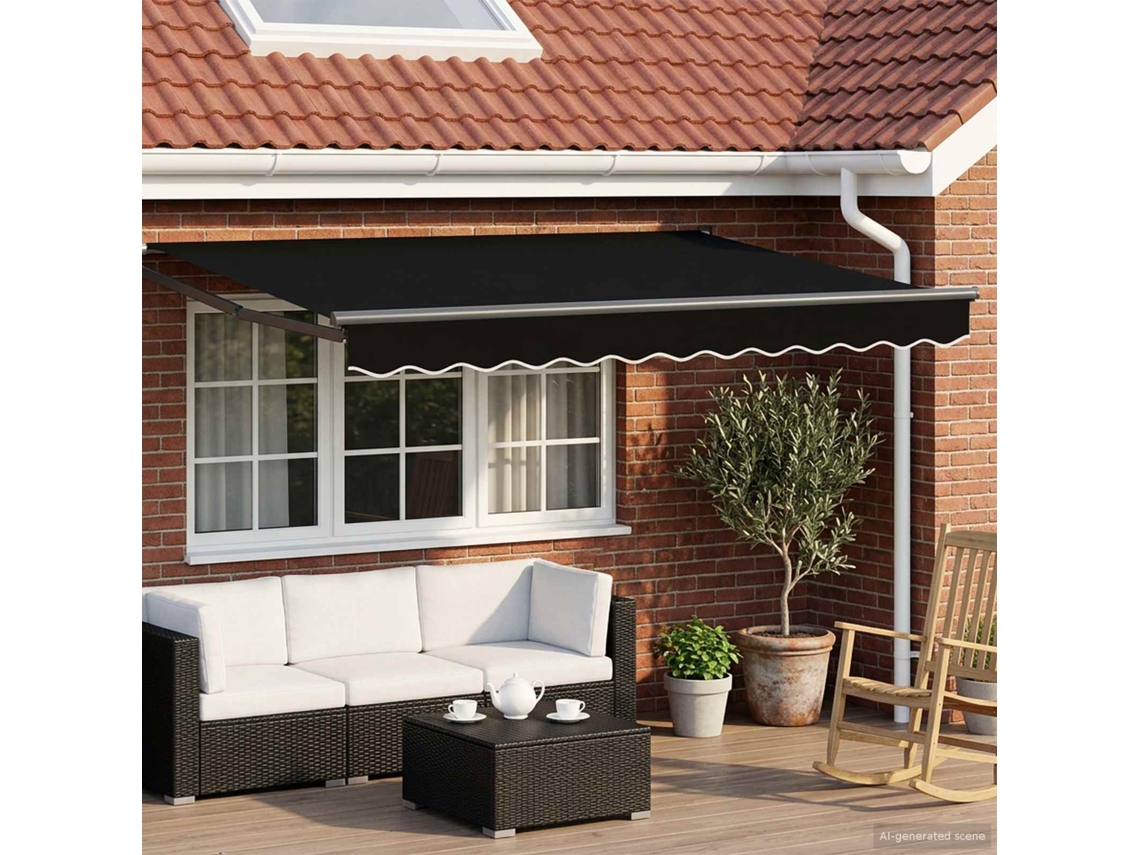 Vidaxl Toldo Retrátil Elétrico Preto 3,5 X 2,5 M