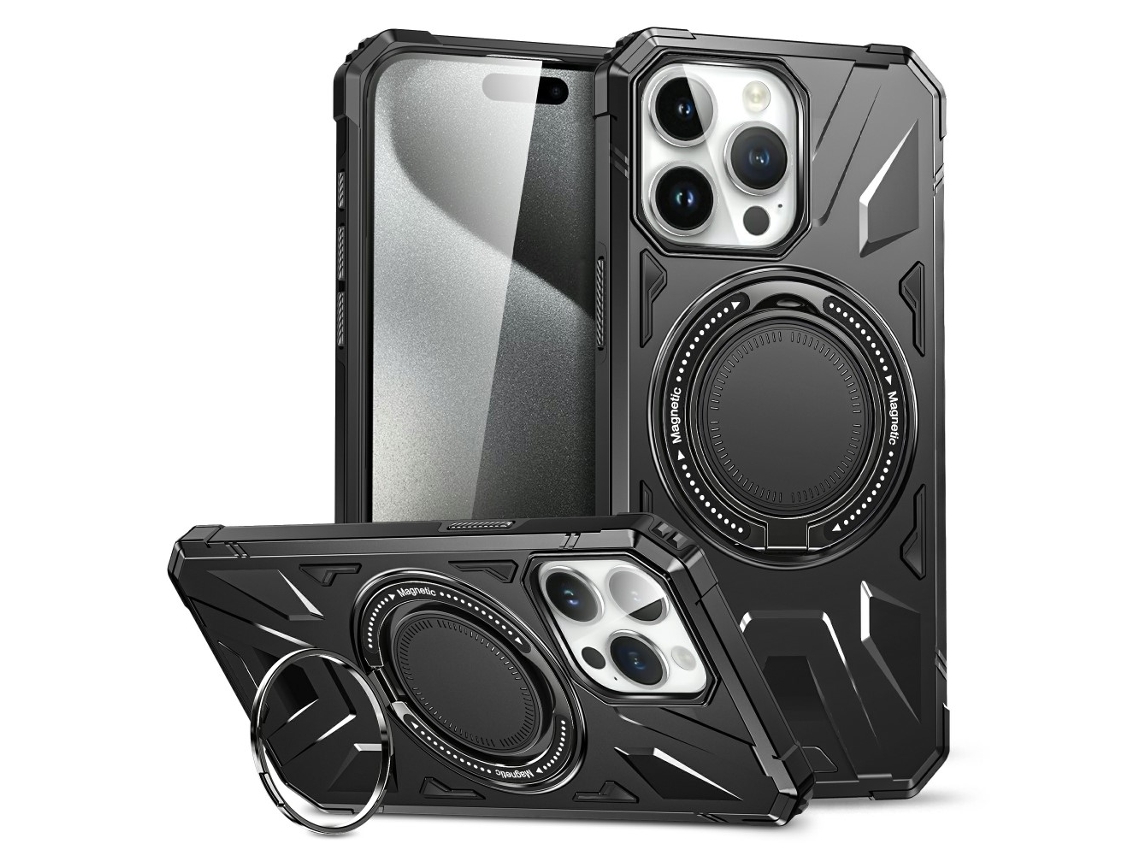 Suporte Casa Para Iphone 15 Pro Max Pele Sintética Preto