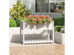 Vidaxl Vaso/floreira Com Prateleira 111,5x54x81 Cm Pinho Maciço Branco