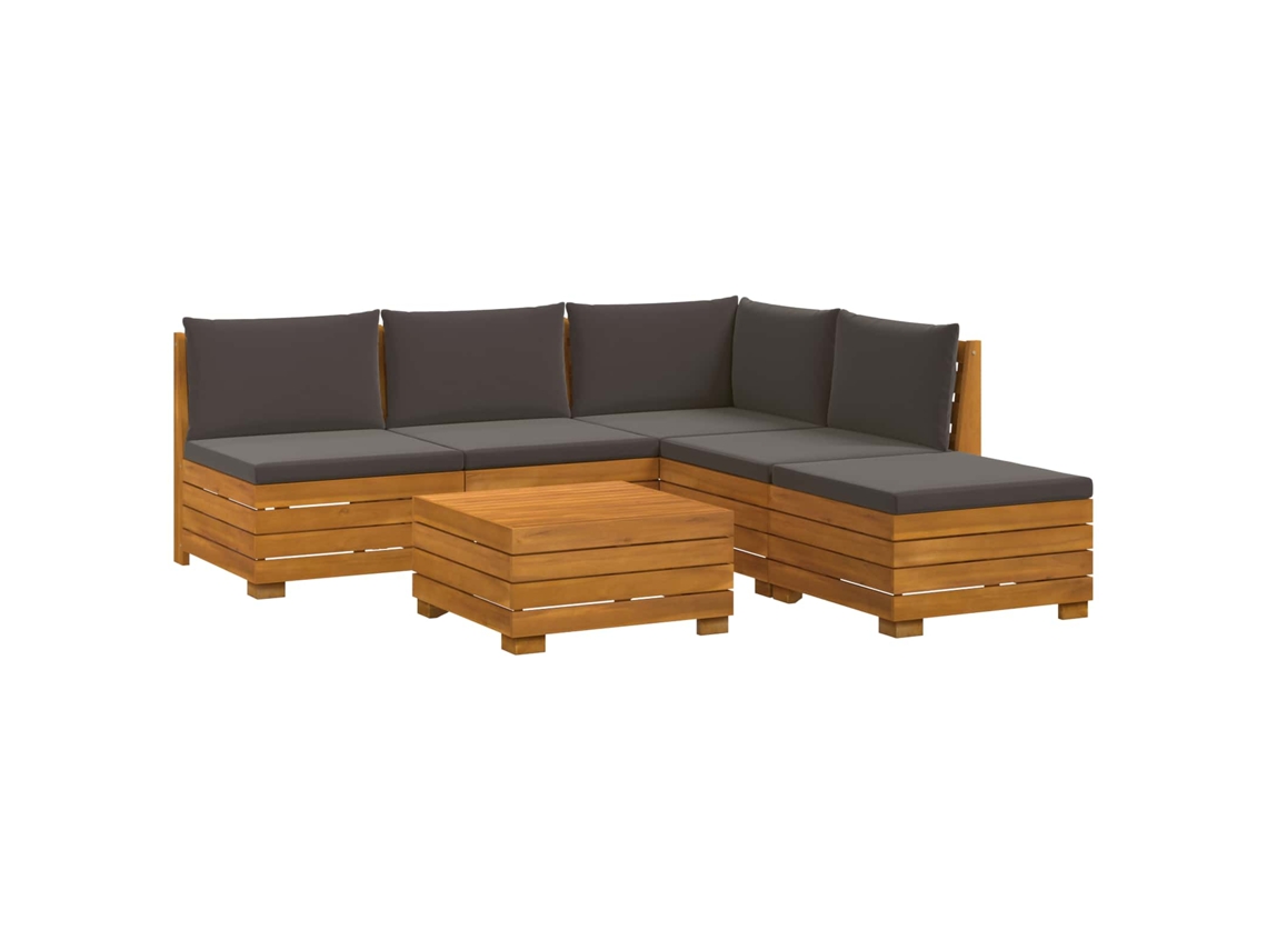 Maison Exclusive - Conjunto De Sofás Para Exterior Com Almofada 6 Peça Castanho