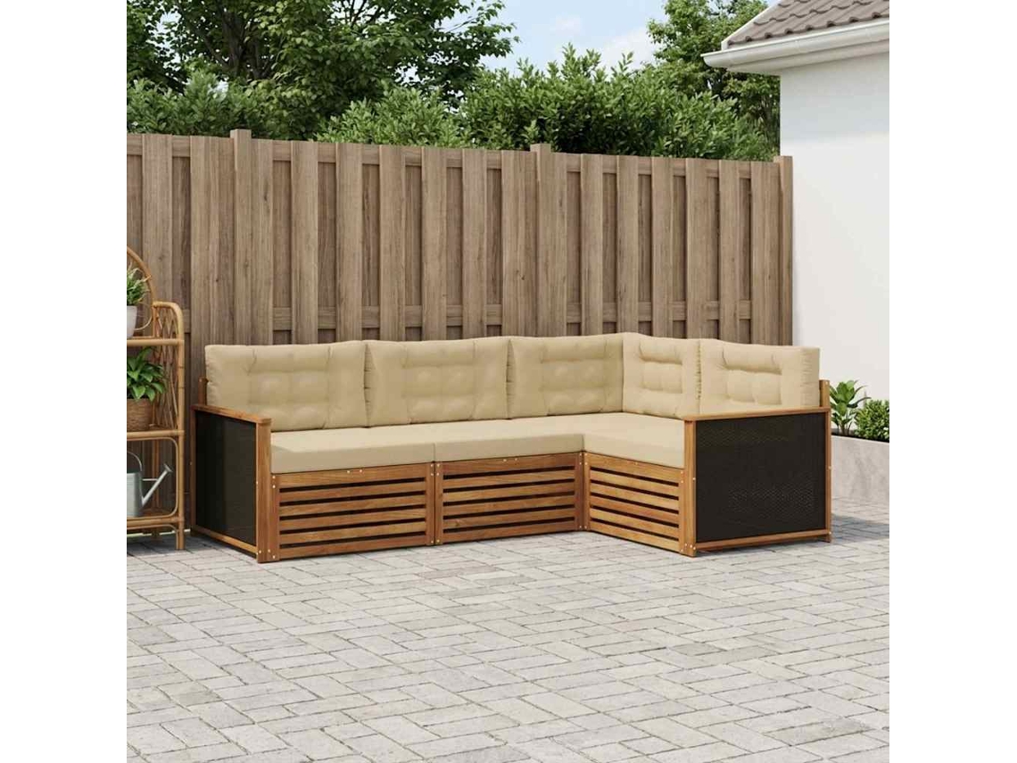 Vidaxl Conjunto De Sofás Para Exterior 4 Unid. Natural E Bege