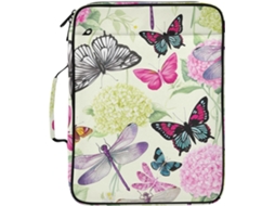 Pasta Expansível Com Estampa De Libélula E Flor, Com Fichário Removível De 3 Argolas, Bolsa Organizadora Resistente À