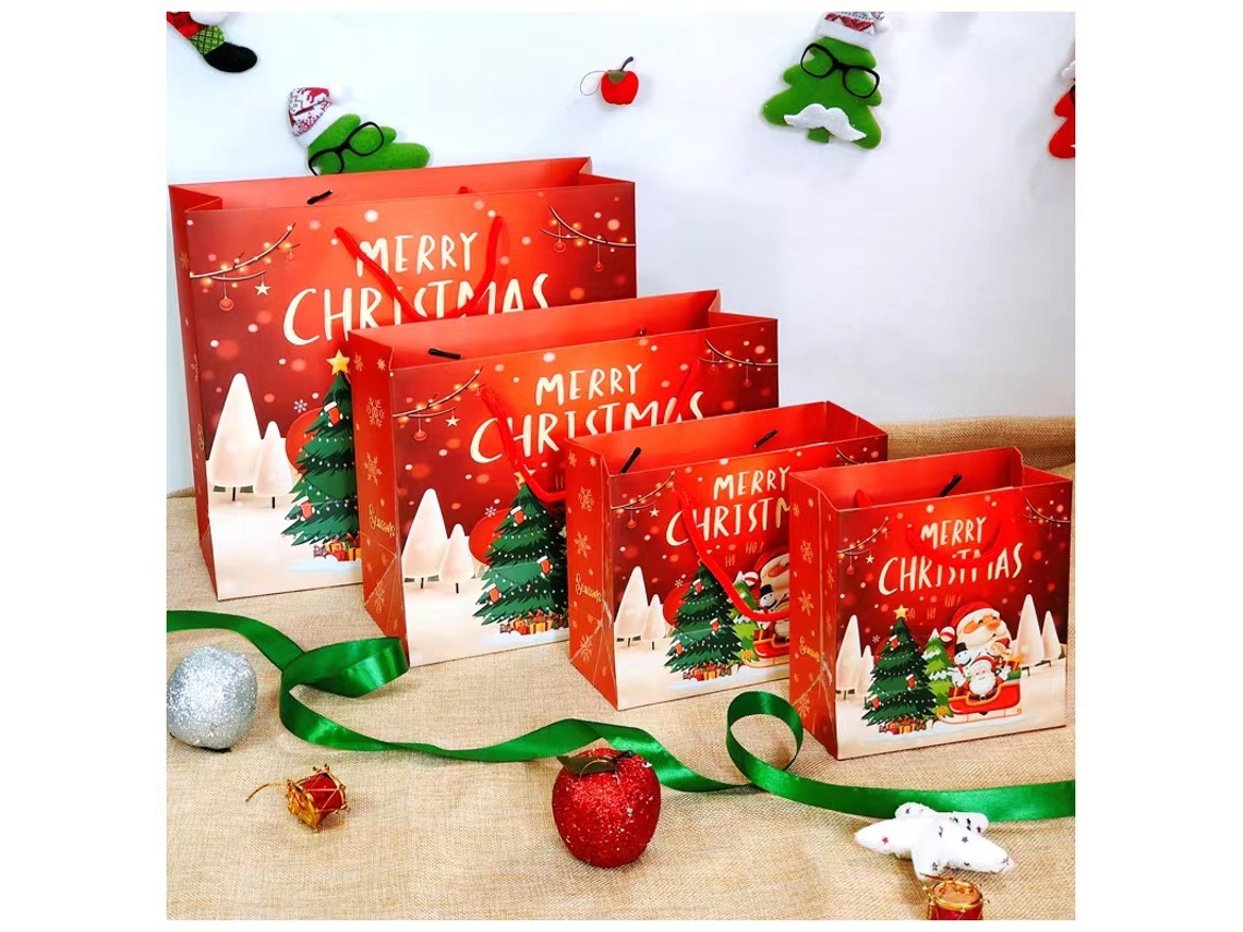 Conjunto De 12 Sacolas De Presente De Natal Com Embrulho Para Presentes E Sacola De Papel.