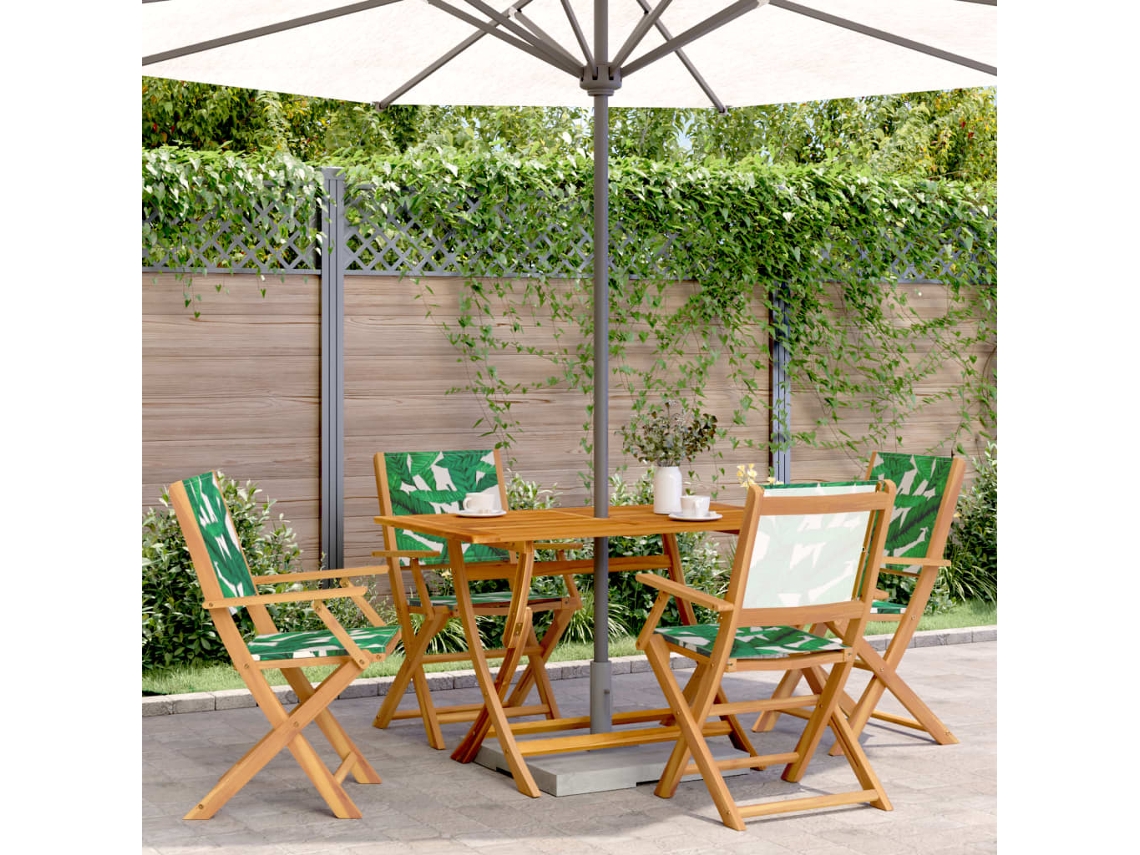 Cadeiras De Jardim Dobráveis 4 Pcs Tecido/madeira Maciça Verde Dkd Home Decor
