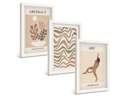Um Conjunto De Imagens Decorativas Em Uma Moldura Padrões Boho Abstratos Matisse Moldura Branca Pinturas De Quarto Espelharte (3 Peças 20x30 Cm)