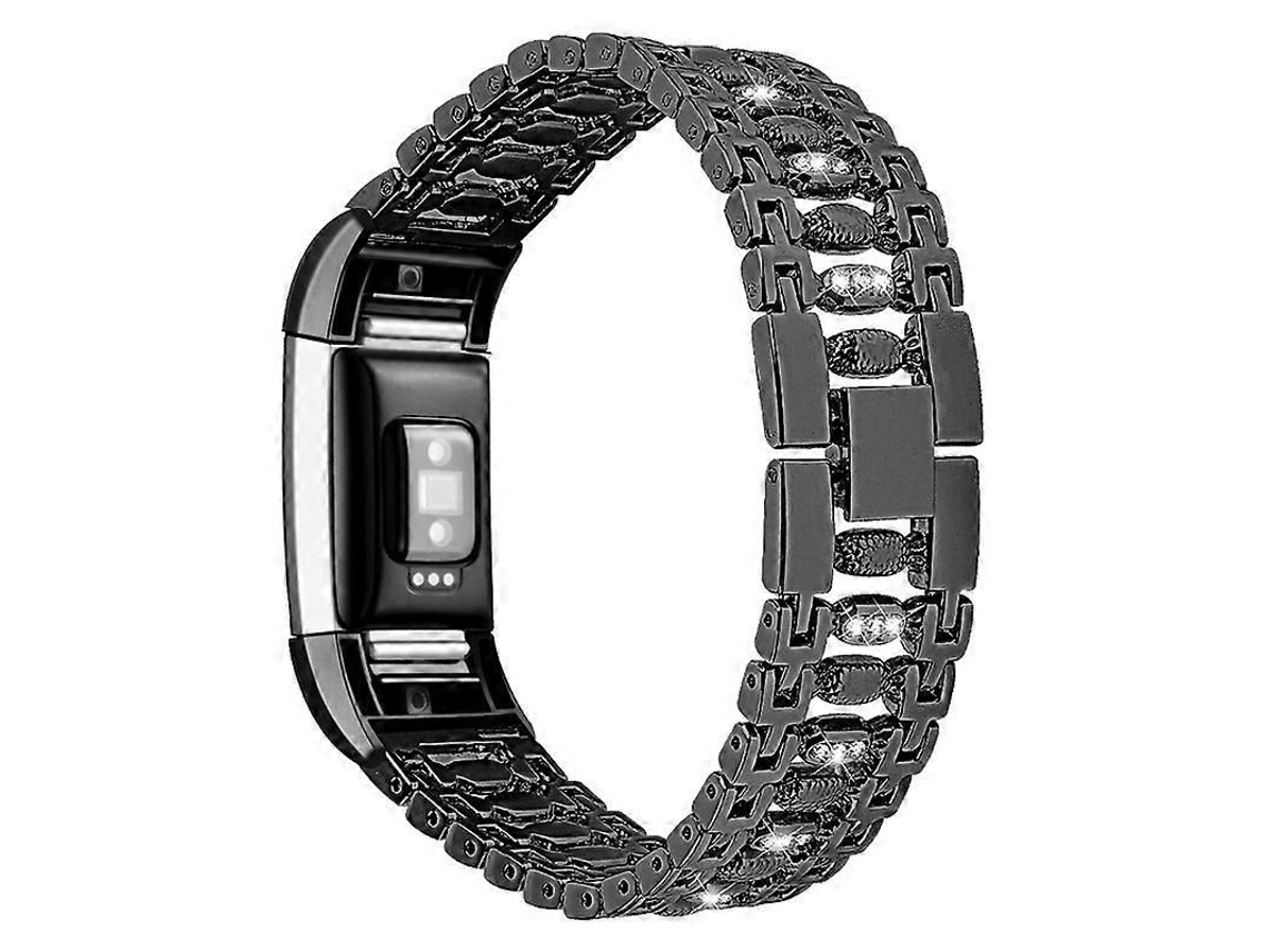 Pulseira De Aço Inoxidável Com Cristais Para Fitbit Charge 2.