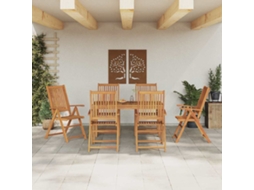 Vidaxl Conjunto De Jantar Para Jardim 7 Unid. Natural