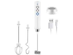 Espumador De Leite Elétrico Com Alças Duplas, Recarregável Via Usb.