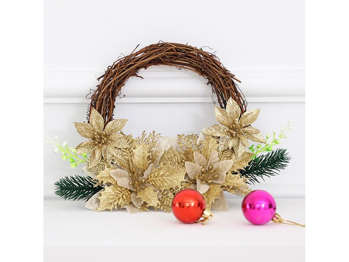 Coroa De Natal (20cm Dourada) Eoocoo