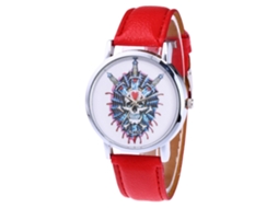 Relógio feminino Zhoulianfa com pulseira de couro PU, mostrador redondo e movimento de quartzo casual.