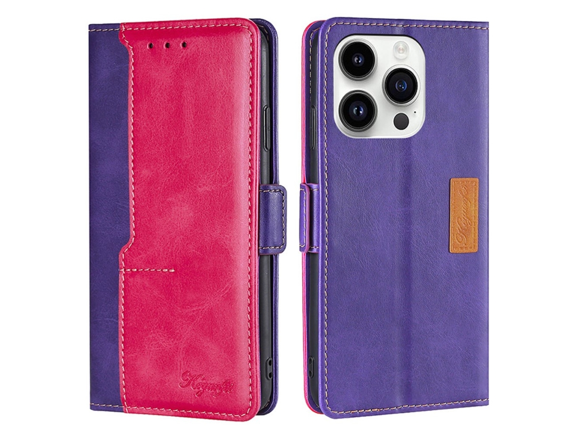 Capa Roxa Para Iphone 15 Pro Max Pele Sintética Magnética Rosa