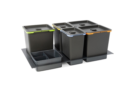 Lixeira Basso M900 3X16L 2X8L 2 Recipientes Acabamento Antracite JUYPAL