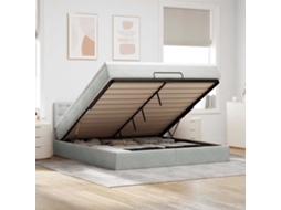 Vidaxl Estrutura De Cama Otomana Com Colchão 160x200 Cm Cinzento Claro
