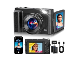 Câmera Compacta 4k Fotografia 64mp Presente Para Iniciantes (preto)
