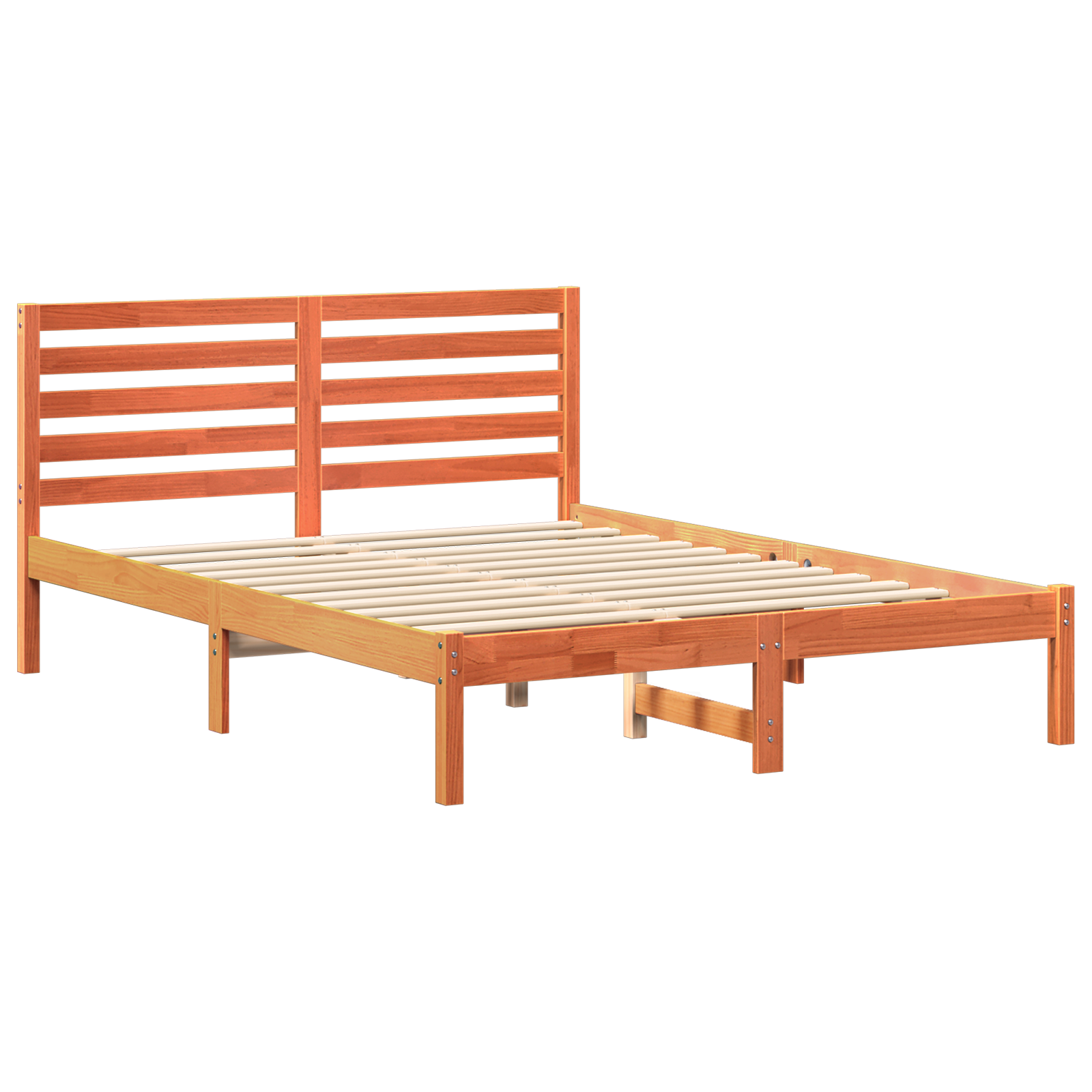Conjunto 1 Estrado De Cama Plataforma Vidaxl Castanho Madeira De Pinho Maciça (120 X 190 Cm)