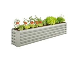 Barras de Suporte e Placas de Canto de Aço Galvanizado para Horta Quadrada Elevada Abertas na Parte Inferior 240x40x45cm Cinza Prateado Ge
