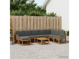 Vidaxl Conjunto De Sofás Para Exterior 9 Unid. Natural E Antracite