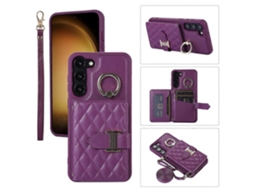 Capa Para Celular Com Suporte Horizontal Para Cartões E Argolas, Com Cordão Duplo, Compatível Com Samsung Galaxy S23+ 5g.