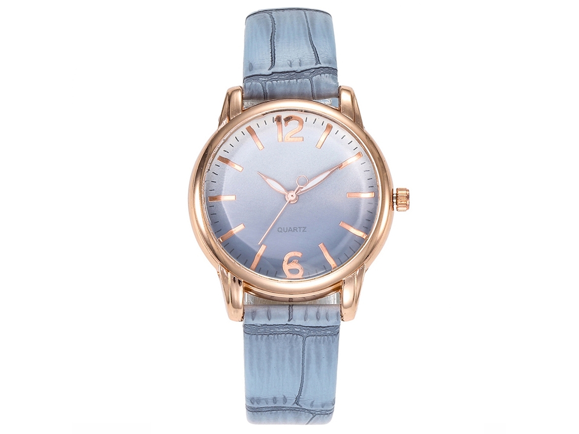 Relógio de Pulso Feminino de Moda Simples com Correia Pu e Movimento de Quartzo (azul)